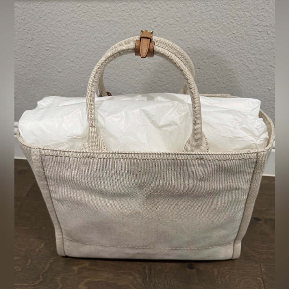 Prada Linen Canvas and Leather Large Tote handbag - Picture 6 of 7